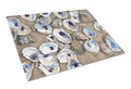 Oyster Cutting Board Tempered Glass Kitchen Cutting Surface, Heat Resistant Chopping, Non-Slip Feet, Food Prep & Serving
