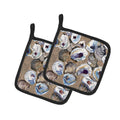 Oyster Pot Holder Set of 2 Heat Resistant Quilted Hot Pads 7.5 x 7.5 Inch, Insulated Kitchen Trivets for Cooking & Baking