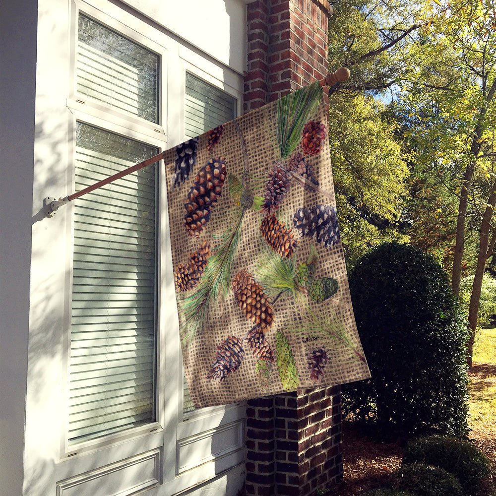 Pine Cones House Flag 28x40 Porch Sleeve Pole Decorative Outside Yard Banner Artwork Wall Hanging, Polyester