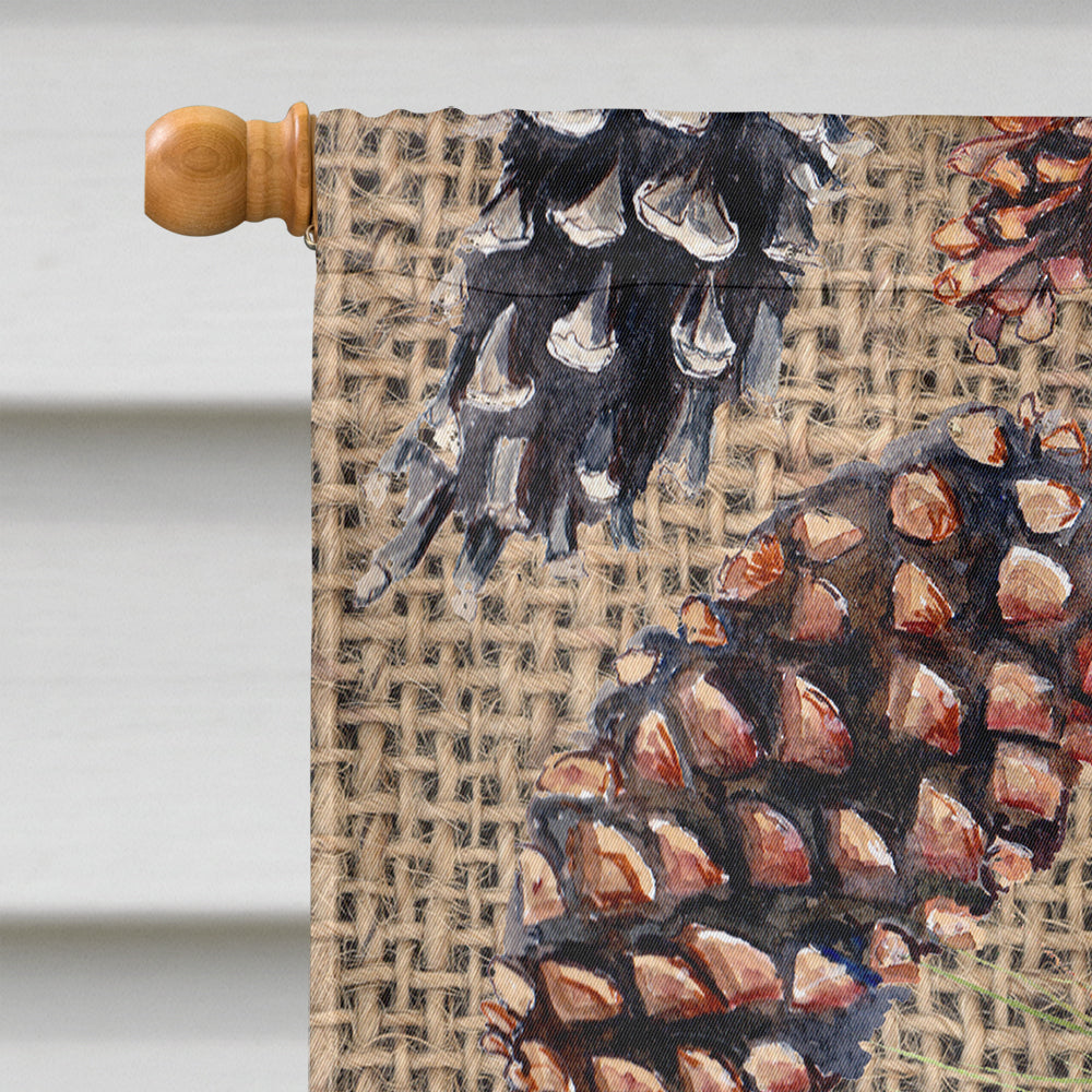 Pine Cones House Flag 28x40 Porch Sleeve Pole Decorative Outside Yard Banner Artwork Wall Hanging, Polyester