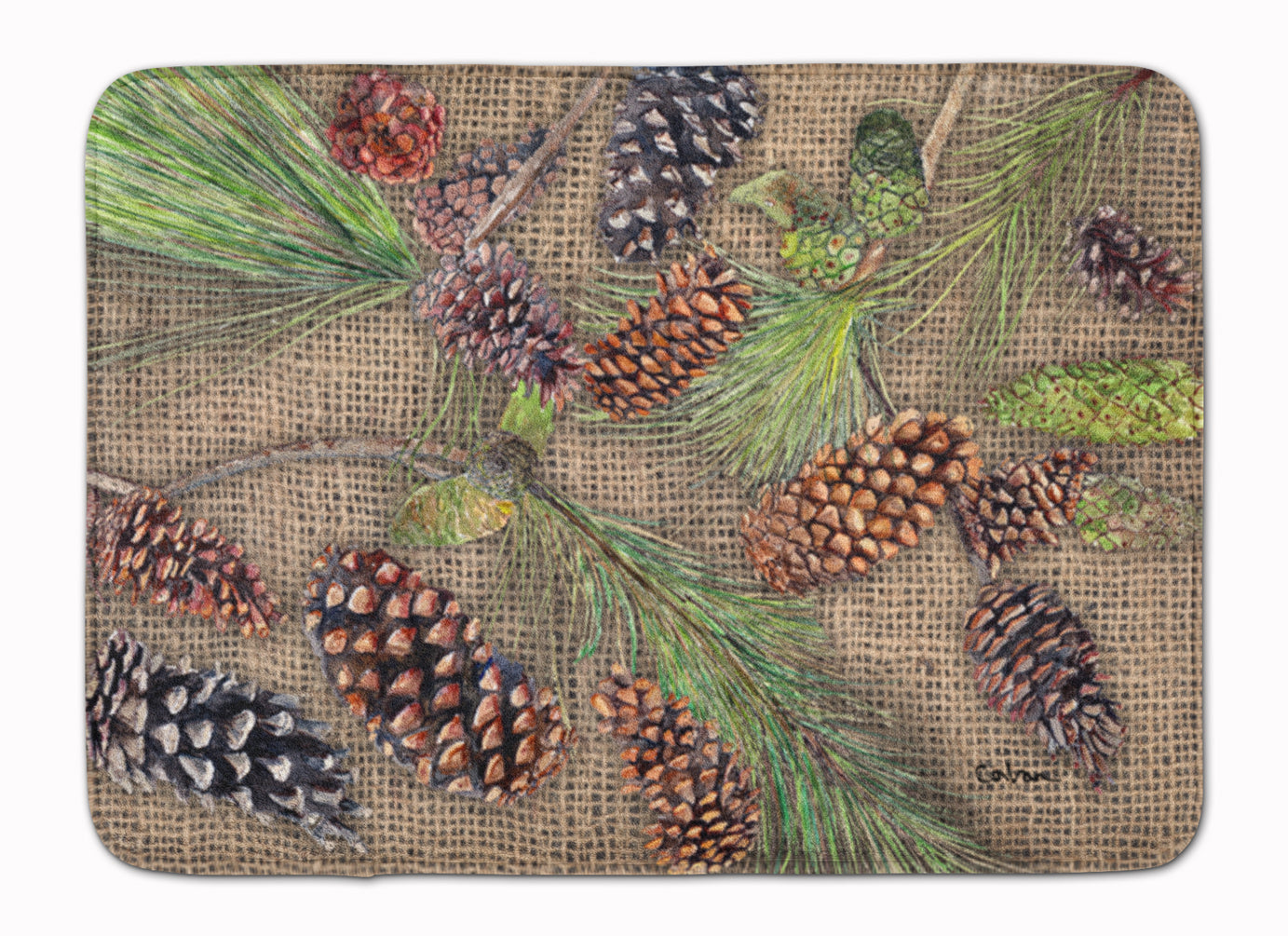 Pine Cones Memory Foam Kitchen Mat Machine Washable Anti-Fatigue Cushion Comfort Bath or Kitchen Rug