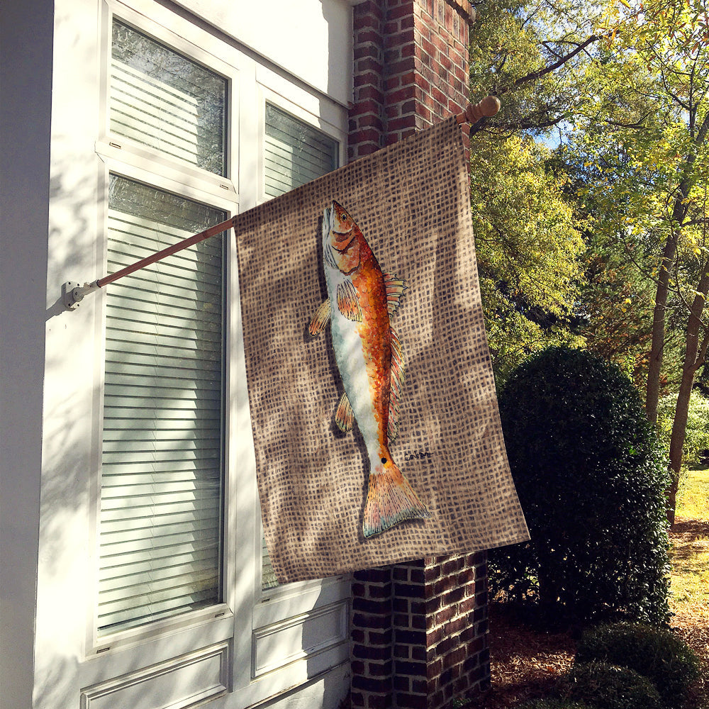 Red Fish House Flag 28x40 Porch Sleeve Pole Decorative Outside Yard Banner Artwork Wall Hanging, Polyester