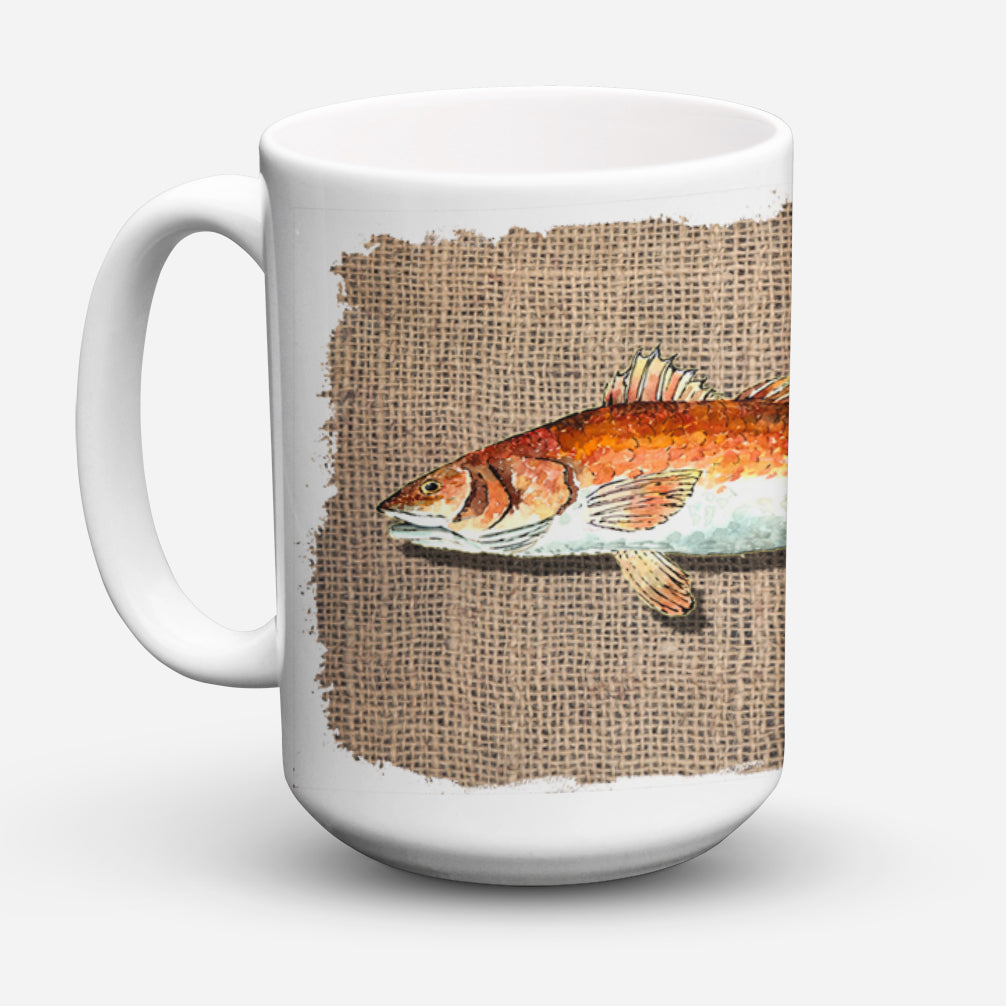 Red Fish Ceramic Coffee Mug 15 oz Decorative Large C Handle Mug Cup for Tea, Cocoa Hot Chocolate