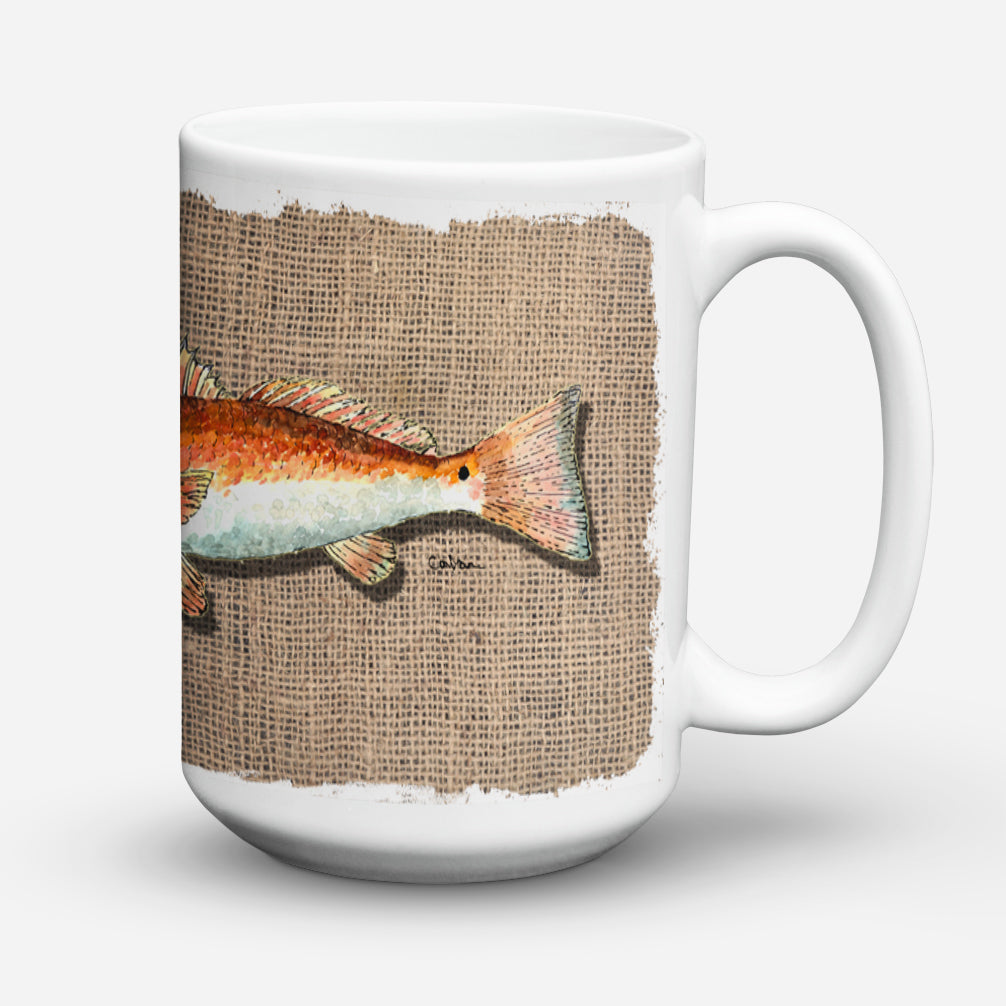 Red Fish Ceramic Coffee Mug 15 oz Decorative Large C Handle Mug Cup for Tea, Cocoa Hot Chocolate