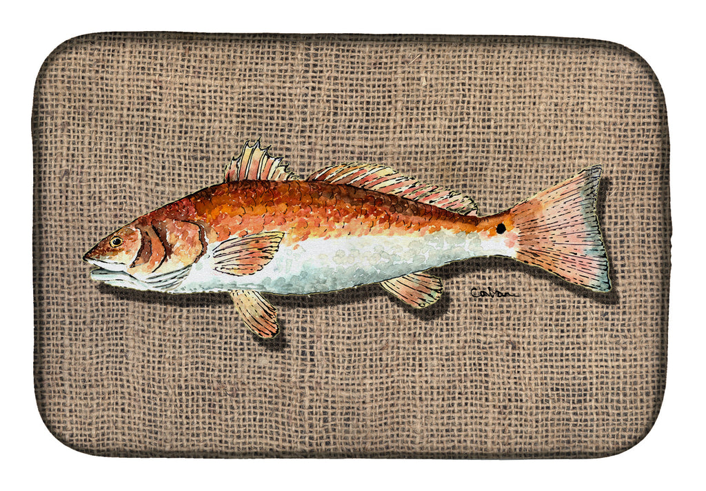 Red Fish Dish Drying Mat Absorbent Dish Drying Mat Pad for Kitchen Counter Dish Drainer Mat for Countertop, 14 x 21", Multicolor
