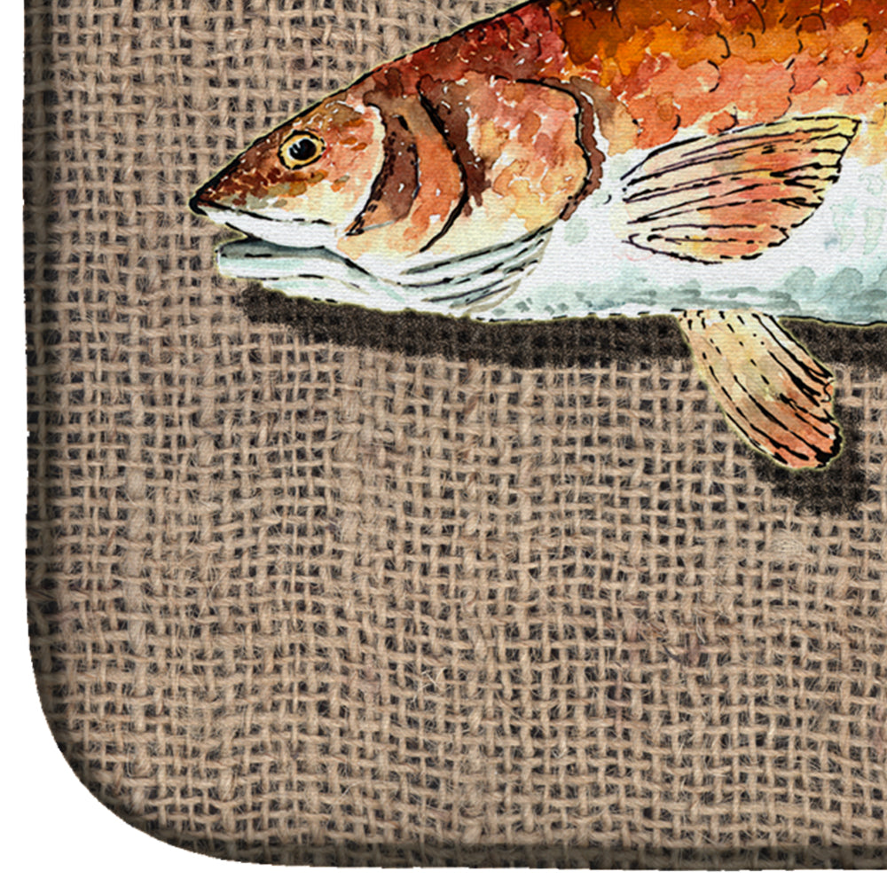 Red Fish Dish Drying Mat Absorbent Dish Drying Mat Pad for Kitchen Counter Dish Drainer Mat for Countertop, 14 x 21", Multicolor
