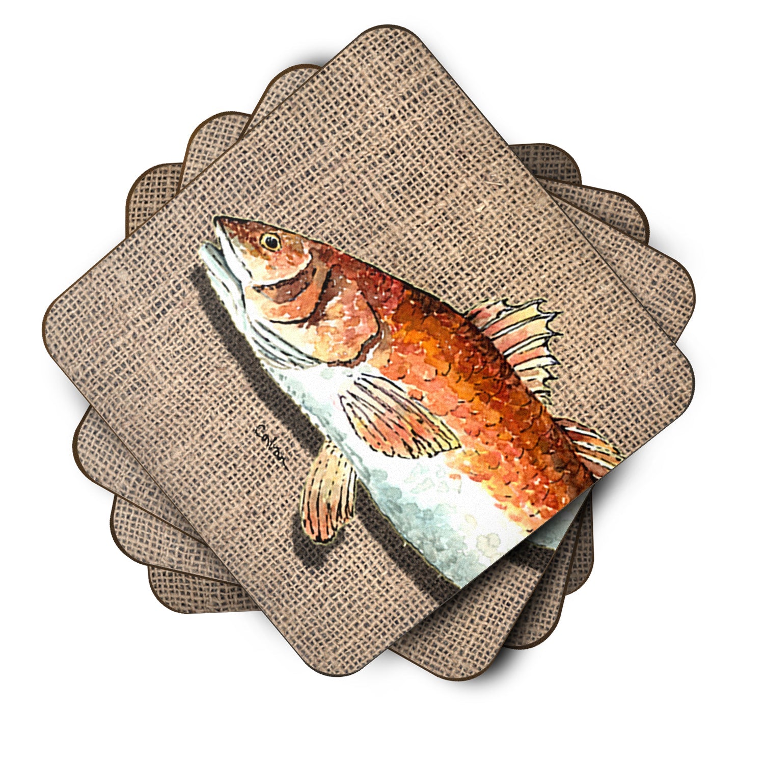Red Fish Foam Coasters Set of 4 Cup Coasters for Indoor Outdoor, Tabletop Protection, Anti Slip, Mouse pad Material