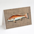 Red Fish Greeting Cards Pack of 8 Blank Cards with Envelopes Whimsical A7 Size 5x7
