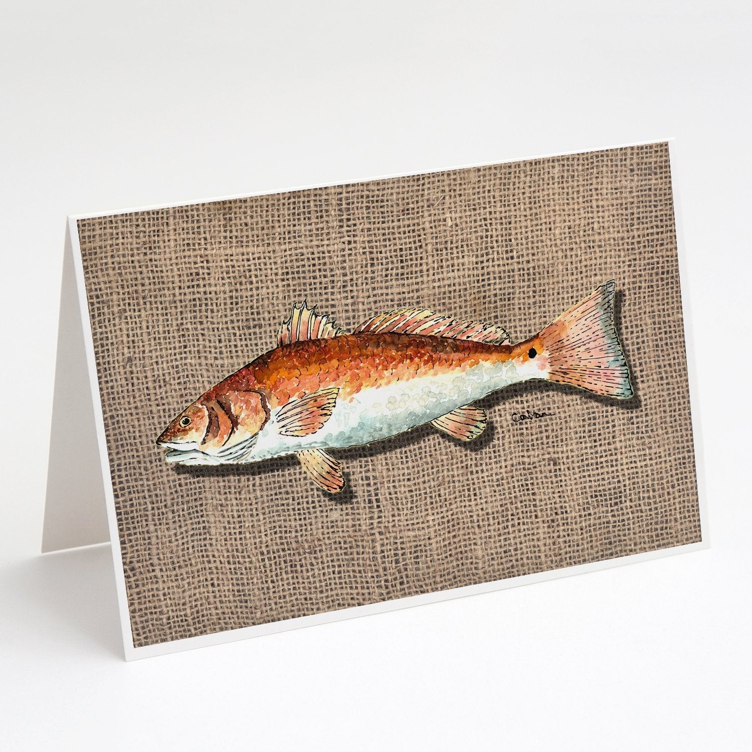 Red Fish Greeting Cards Pack of 8 Blank Cards with Envelopes Whimsical A7 Size 5x7