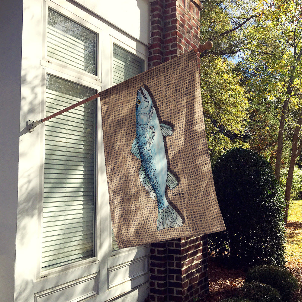 Fish Speckled Trout House Flag 28x40 Porch Sleeve Pole Decorative Outside Yard Banner Artwork Wall Hanging, Polyester