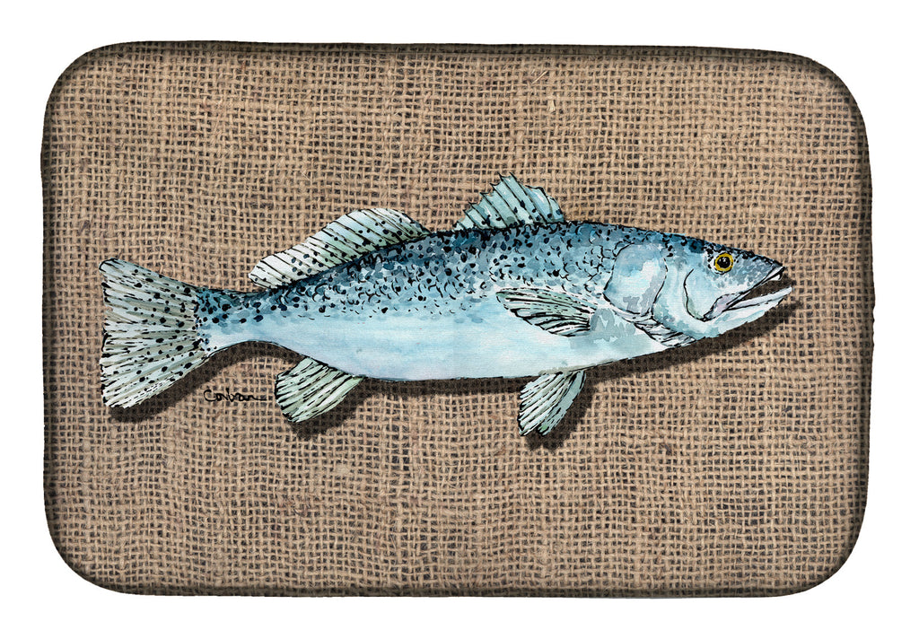 Fish Speckled Trout Dish Drying Mat Absorbent Dish Drying Mat Pad for Kitchen Counter Dish Drainer Mat for Countertop, 14 x 21", Multicolor