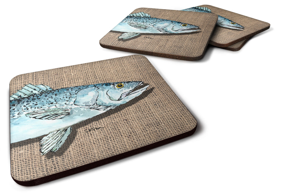 Fish Speckled Trout Foam Coasters Set of 4 Cup Coasters for Indoor Outdoor, Tabletop Protection, Anti Slip, Mouse pad Material