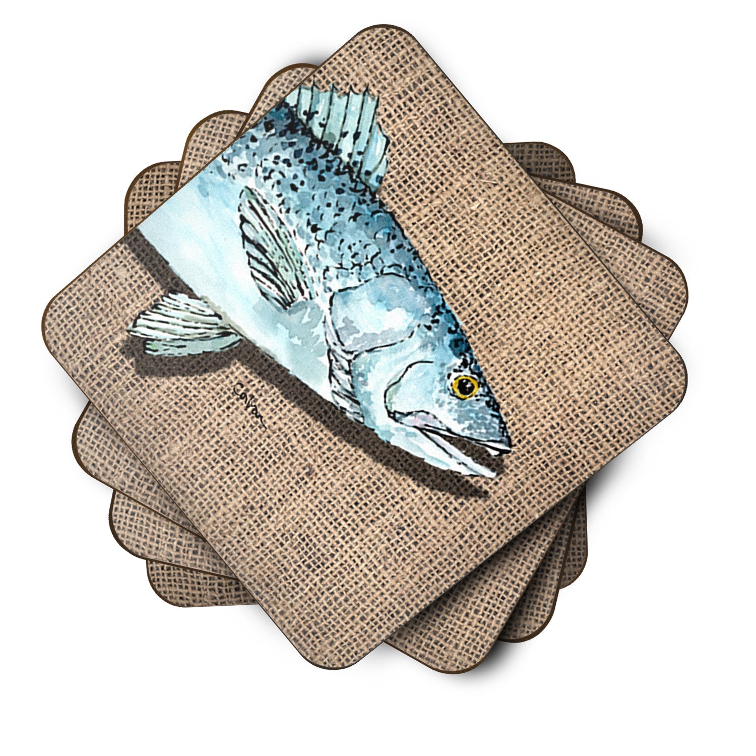 Fish Speckled Trout Foam Coasters Set of 4 Cup Coasters for Indoor Outdoor, Tabletop Protection, Anti Slip, Mouse pad Material