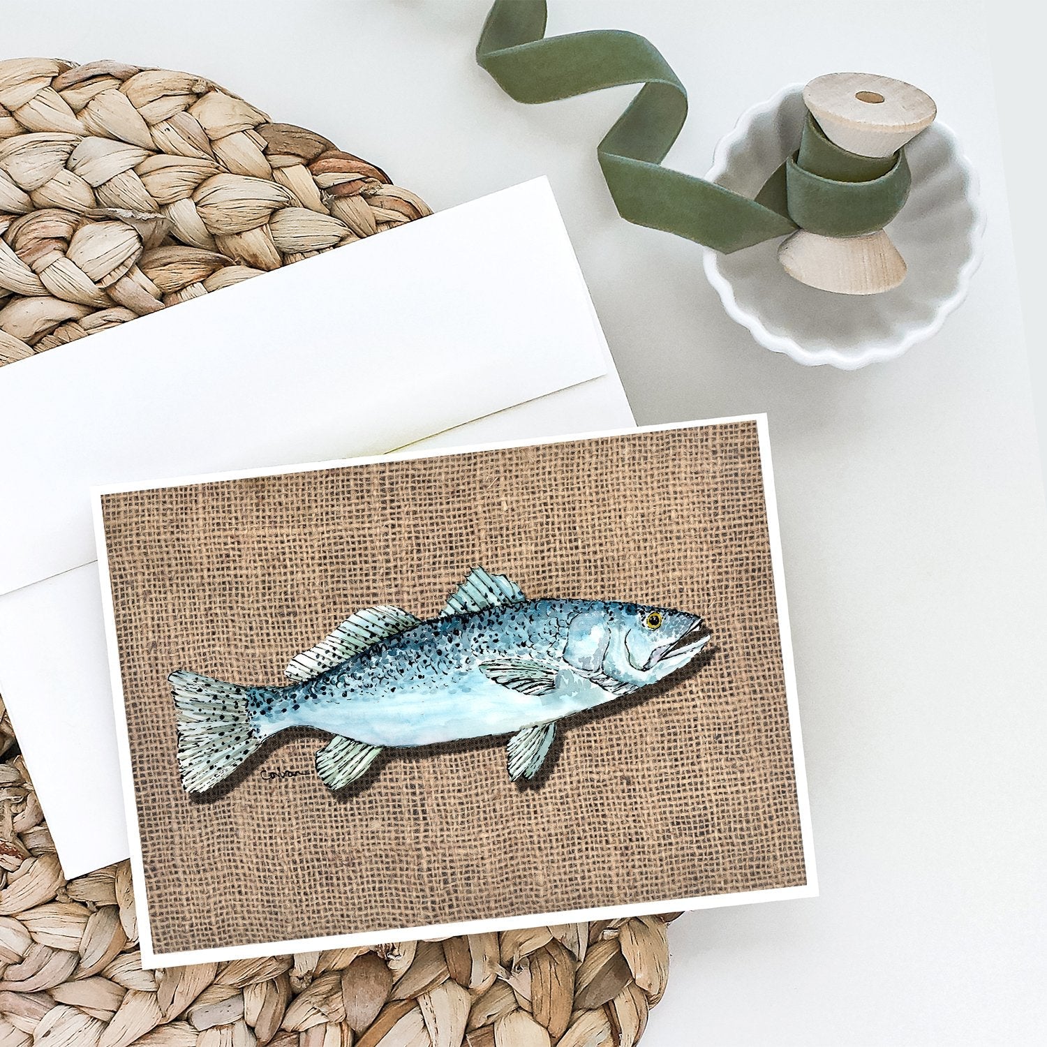 Fish Speckled Trout Greeting Cards Pack of 8 Blank Cards with Envelopes Whimsical A7 Size 5x7