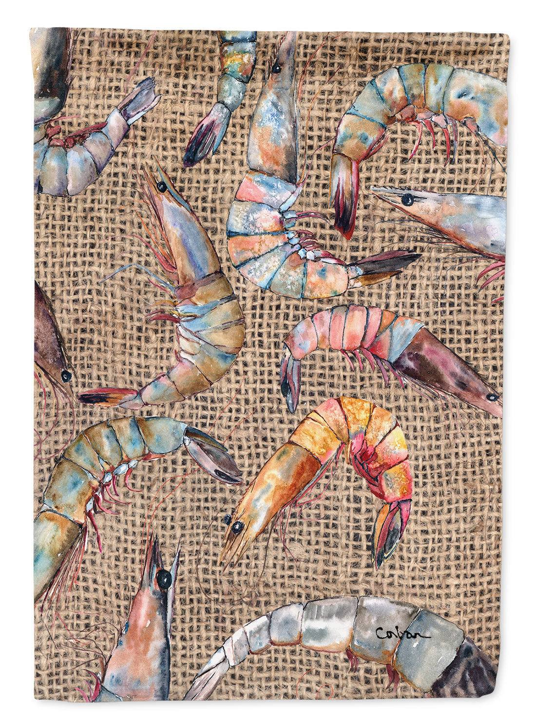 Shrimp House Flag 28x40 Porch Sleeve Pole Decorative Outside Yard Banner Artwork Wall Hanging, Polyester