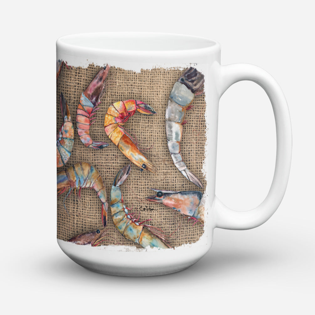 Shrimp Ceramic Coffee Mug 15 oz Decorative Large C Handle Mug Cup for Tea, Cocoa Hot Chocolate