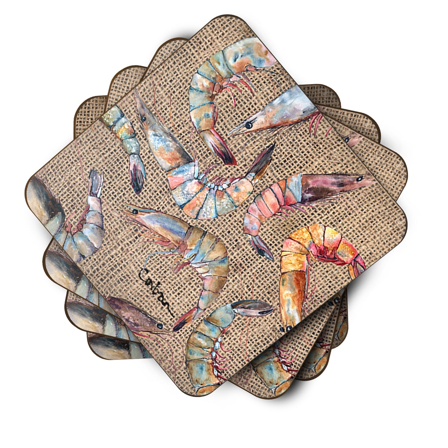 Shrimp Foam Coasters Set of 4 Cup Coasters for Indoor Outdoor, Tabletop Protection, Anti Slip, Mouse pad Material