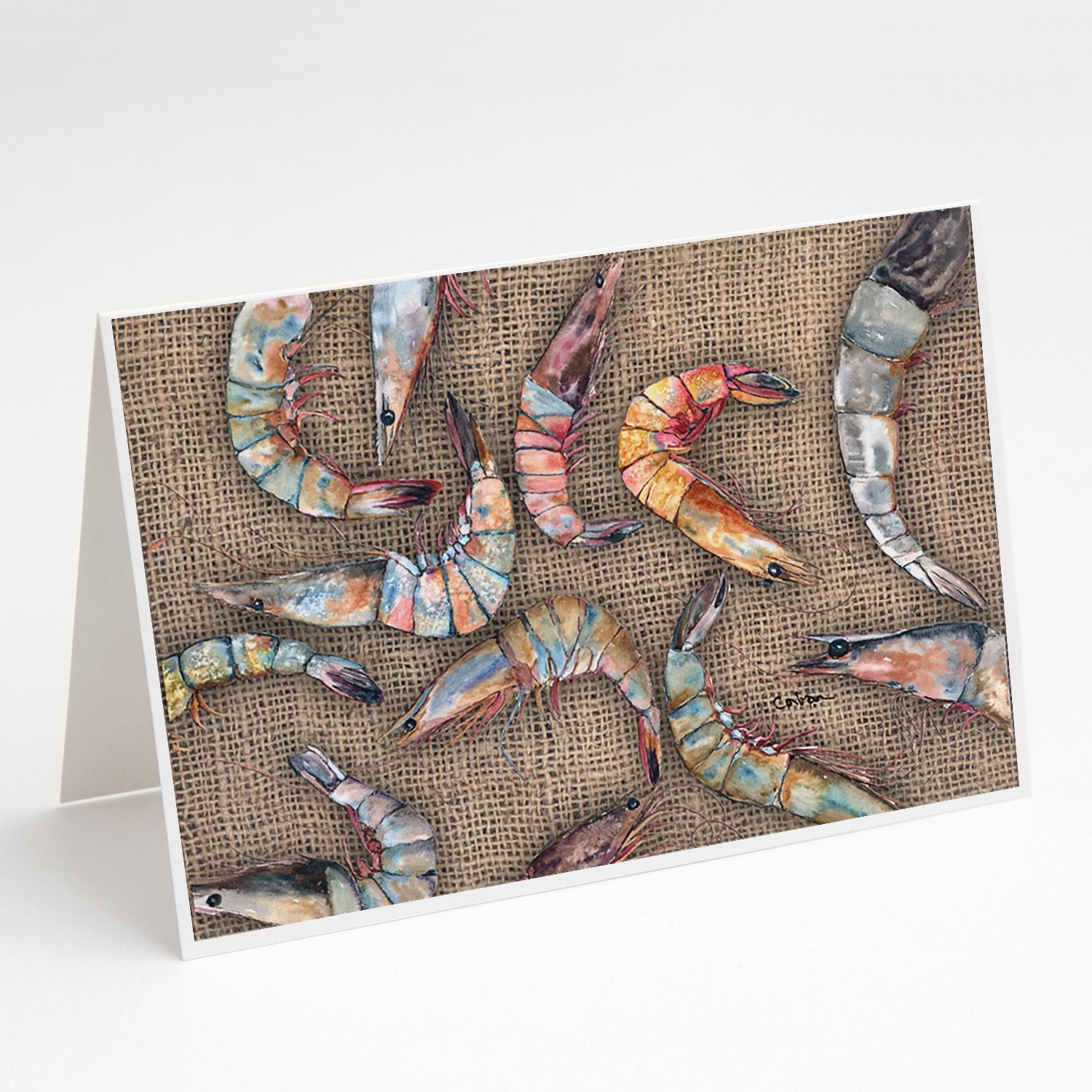 Shrimp Greeting Cards Pack of 8 Blank Cards with Envelopes Whimsical A7 Size 5x7