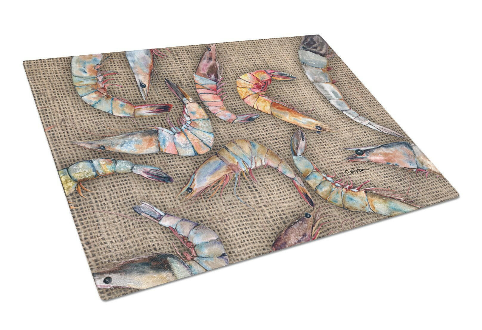 Shrimp Cutting Board Tempered Glass Kitchen Cutting Surface, Heat Resistant Chopping, Non-Slip Feet, Food Prep & Serving