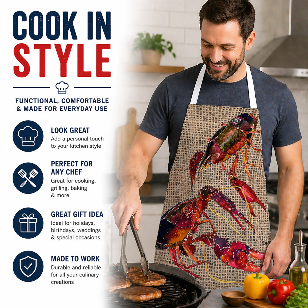 Crawfish Apron Cooking Kitchen Server Baking Crafts Gardening for Adult Women Men, Unisex, Large, Multicolor