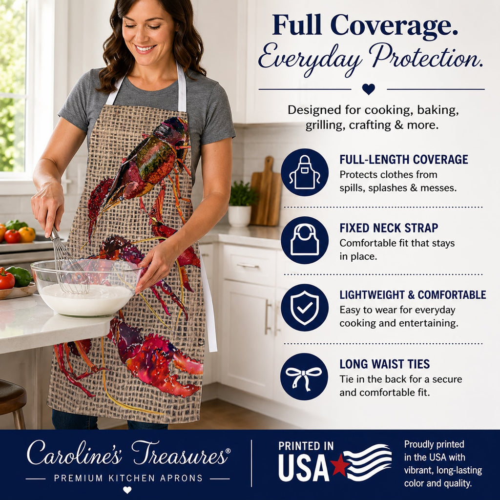 Crawfish Apron Cooking Kitchen Server Baking Crafts Gardening for Adult Women Men, Unisex, Large, Multicolor