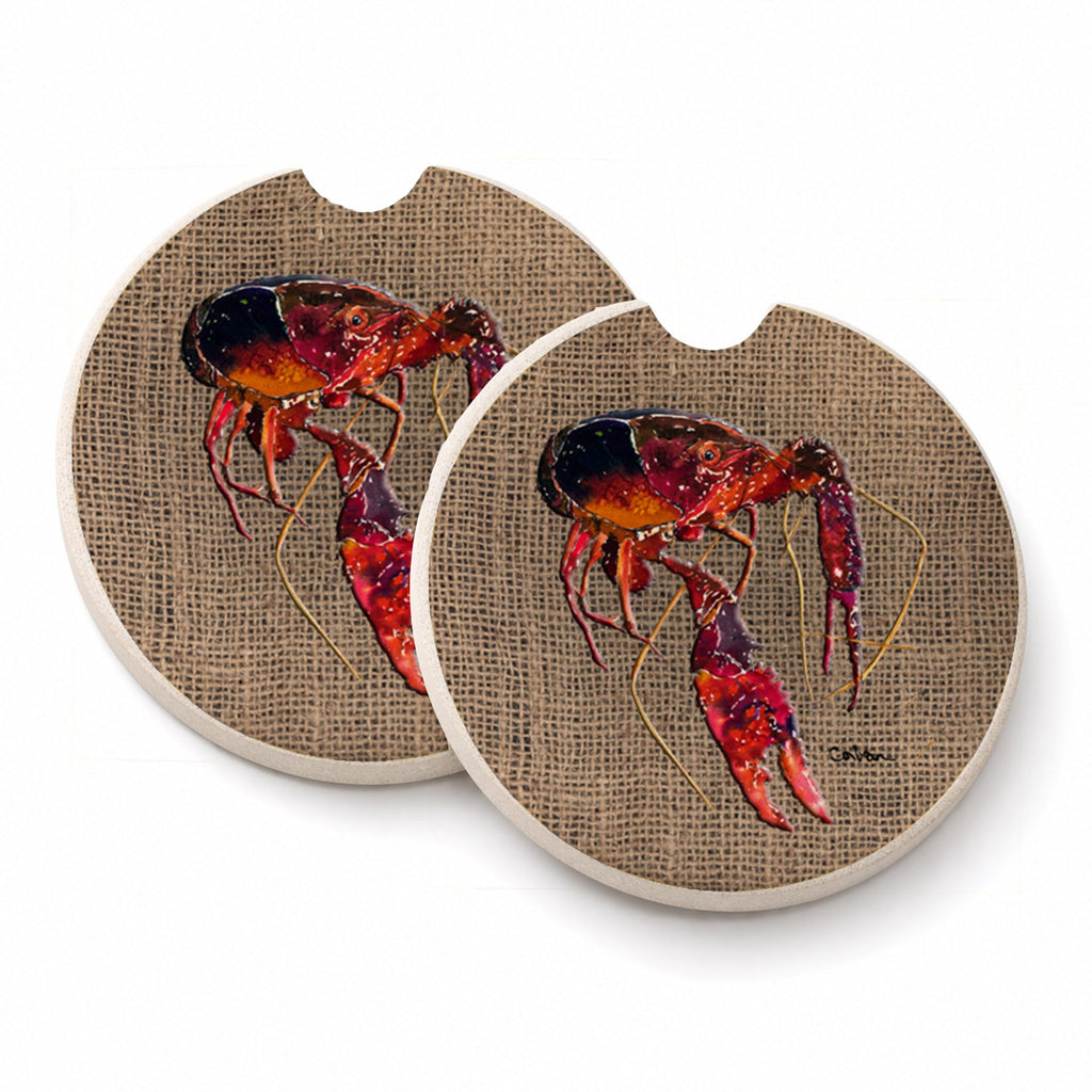 Crawfish Set of 2 Cup Holder Car Coasters Absorbent Round Sandstone Coasters Gifts for Men or Women, 2.5, Multicolor