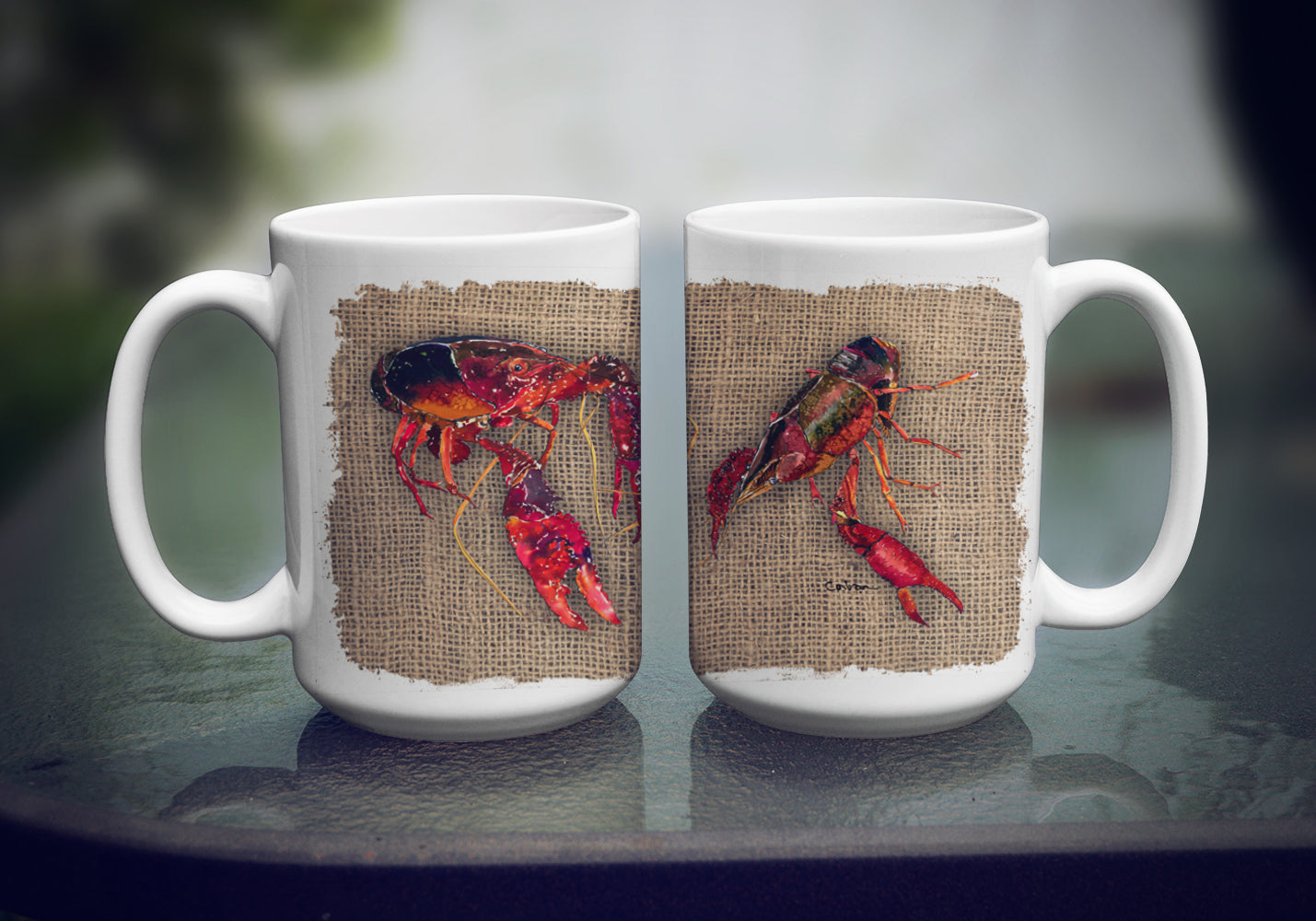 Crawfish Ceramic Coffee Mug 15 oz Decorative Large C Handle Mug Cup for Tea, Cocoa Hot Chocolate