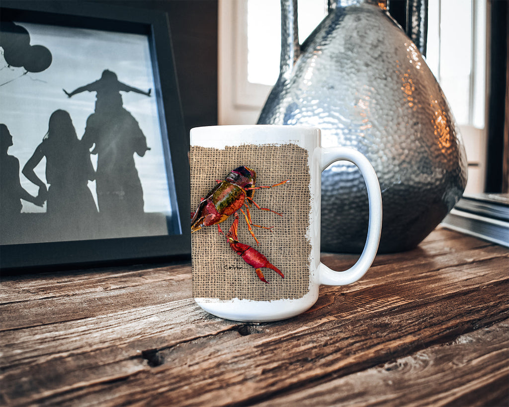 Crawfish Ceramic Coffee Mug 15 oz Decorative Large C Handle Mug Cup for Tea, Cocoa Hot Chocolate