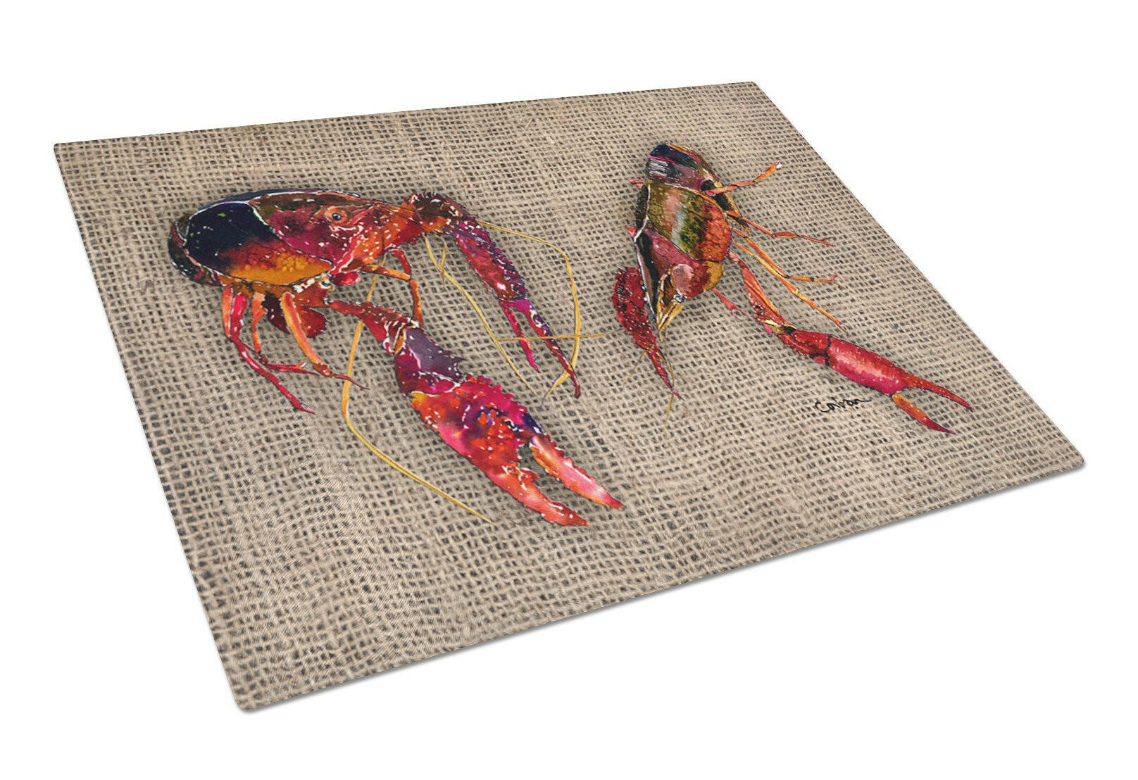 Crawfish Cutting Board Tempered Glass Kitchen Cutting Surface, Heat Resistant Chopping, Non-Slip Feet, Food Prep & Serving