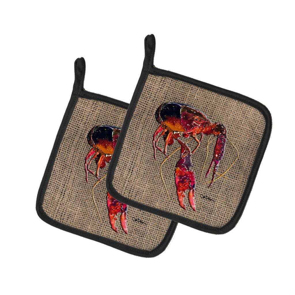 Crawfish Pot Holder Set of 2 Heat Resistant Quilted Hot Pads 7.5 x 7.5 Inch, Insulated Kitchen Trivets for Cooking & Baking