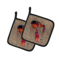 Crawfish Pot Holder Set of 2 Heat Resistant Quilted Hot Pads 7.5 x 7.5 Inch, Insulated Kitchen Trivets for Cooking & Baking