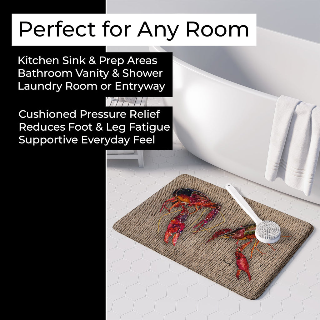 Crawfish Memory Foam Kitchen Mat Machine Washable Anti-Fatigue Cushion Comfort Bath or Kitchen Rug