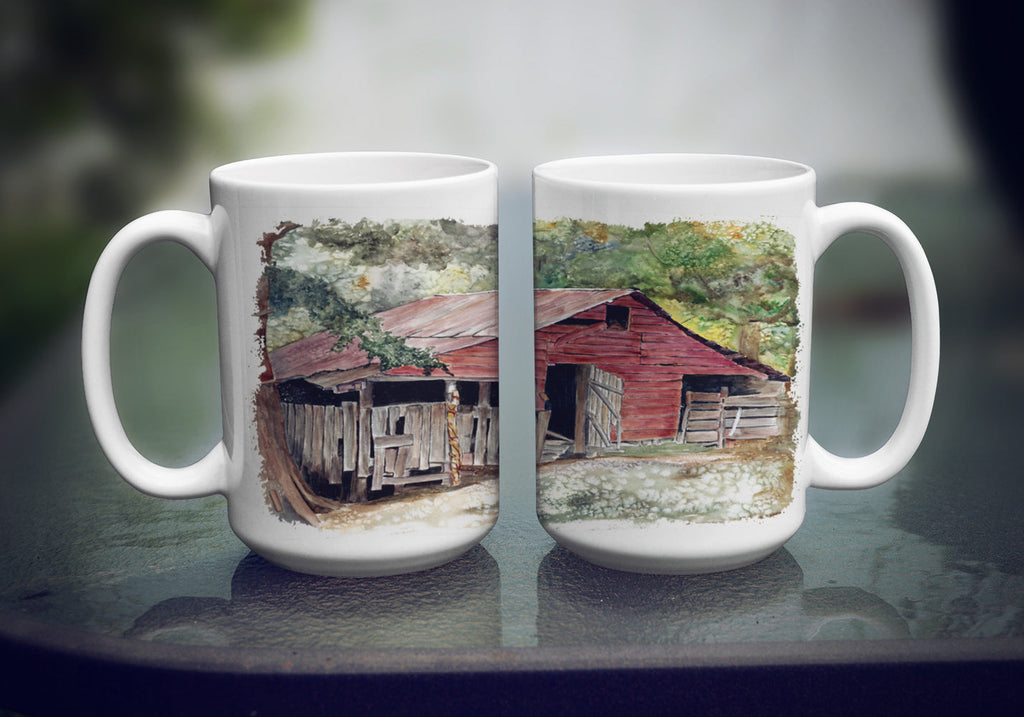 Old Barn Ceramic Coffee Mug 15 oz Decorative Large C Handle Mug Cup for Tea, Cocoa Hot Chocolate