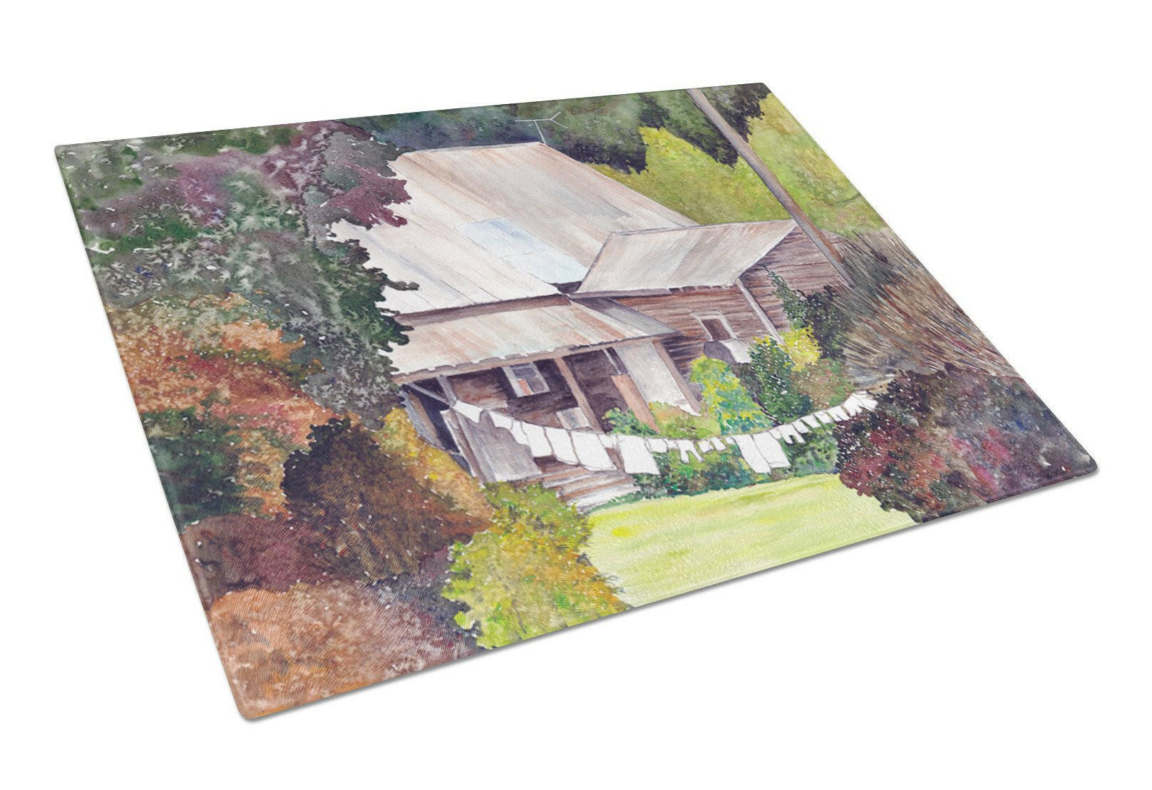 Wash Day Cutting Board Tempered Glass Kitchen Cutting Surface, Heat Resistant Chopping, Non-Slip Feet, Food Prep & Serving