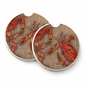 Cooked Crabs on Faux Burlap Set of 2 Cup Holder Car Coasters Absorbent Round Sandstone Coasters Gifts for Men or Women, 2.5, Multicolor