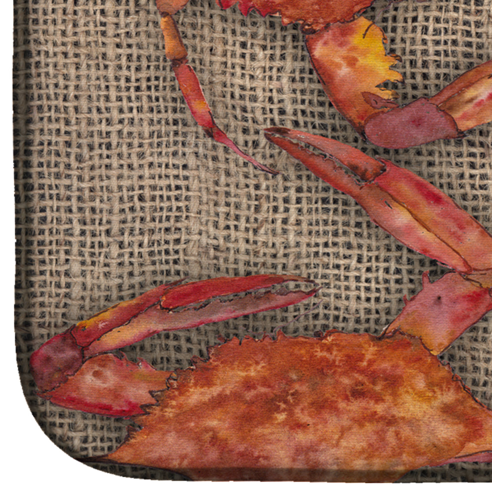 Cooked Crabs on Faux Burlap Dish Drying Mat Absorbent Dish Drying Mat Pad for Kitchen Counter Dish Drainer Mat for Countertop, 14 x 21", Multicolor