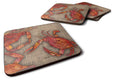 Cooked Crabs on Faux Burlap Foam Coasters Set of 4 Cup Coasters for Indoor Outdoor, Tabletop Protection, Anti Slip, Mouse pad Material