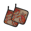 Cooked Crabs on Faux Burlap Pot Holder Set of 2 Heat Resistant Quilted Hot Pads 7.5 x 7.5 Inch, Insulated Kitchen Trivets for Cooking & Baking