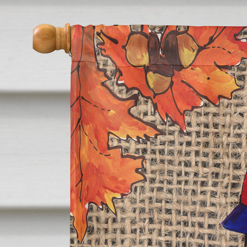 Thanksgiving Turkey Fleur de lis on Faux Burlap House Flag 28x40 Porch Sleeve Pole Decorative Outside Yard Banner Artwork Wall Hanging, Polyester