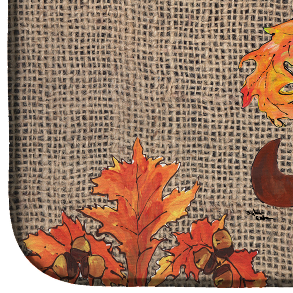 Thanksgiving Turkey Fleur de lis on Faux Burlap Dish Drying Mat Absorbent Dish Drying Mat Pad for Kitchen Counter Dish Drainer Mat for Countertop, 14 x 21", Multicolor