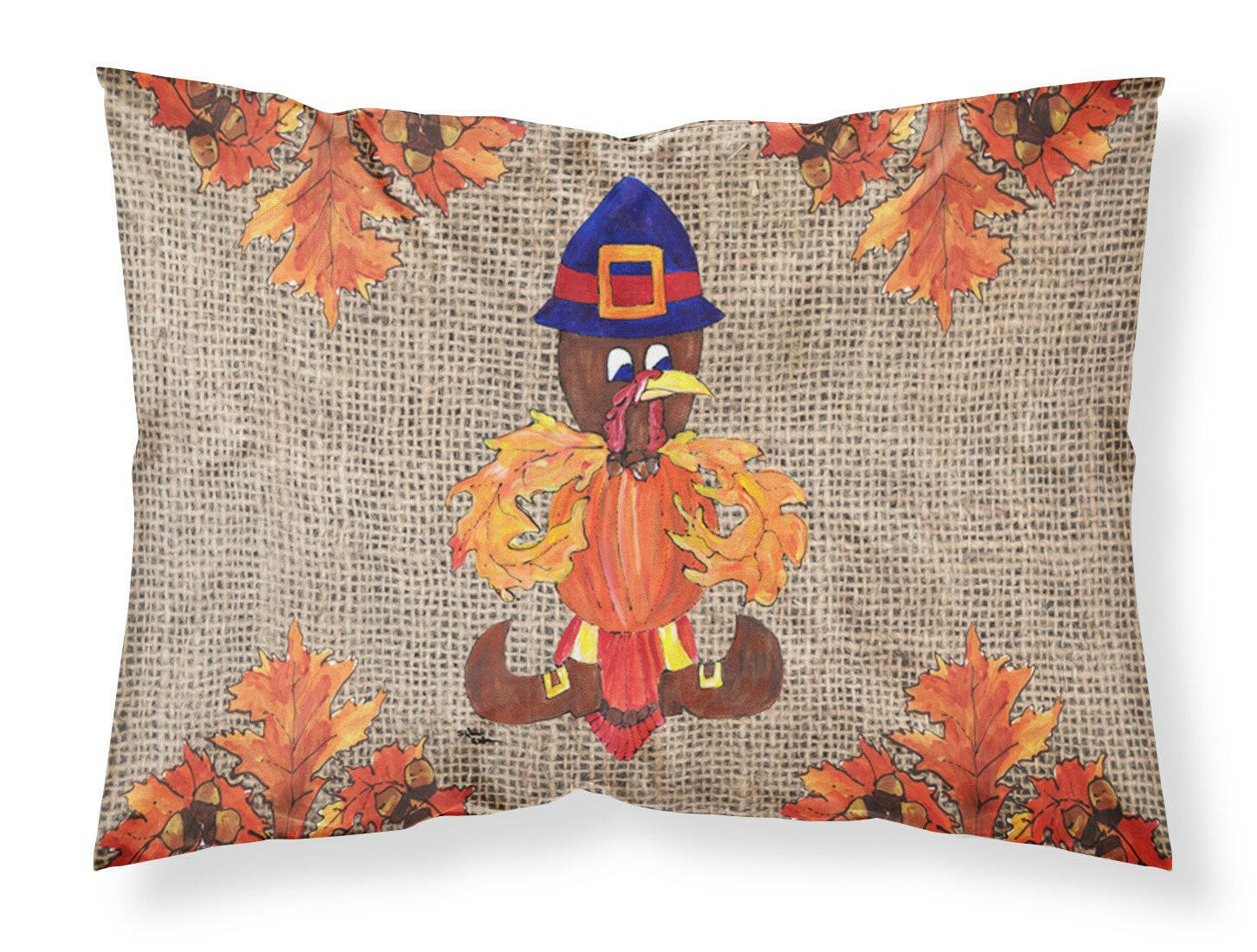 Thanksgiving Turkey Fleur de lis on Faux Burlap Standard Pillowcase Lightweight Super Soft Easy Care Decorative Artwork Pillowcase, Standard