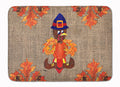 Thanksgiving Turkey Fleur de lis on Faux Burlap Memory Foam Kitchen Mat Machine Washable Anti-Fatigue Cushion Comfort Bath or Kitchen Rug