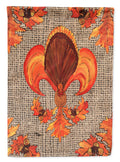 Thanksgiving Turkey Fleur de lis  on Faux Burlap House Flag 28x40 Porch Sleeve Pole Decorative Outside Yard Banner Artwork Wall Hanging, Polyester