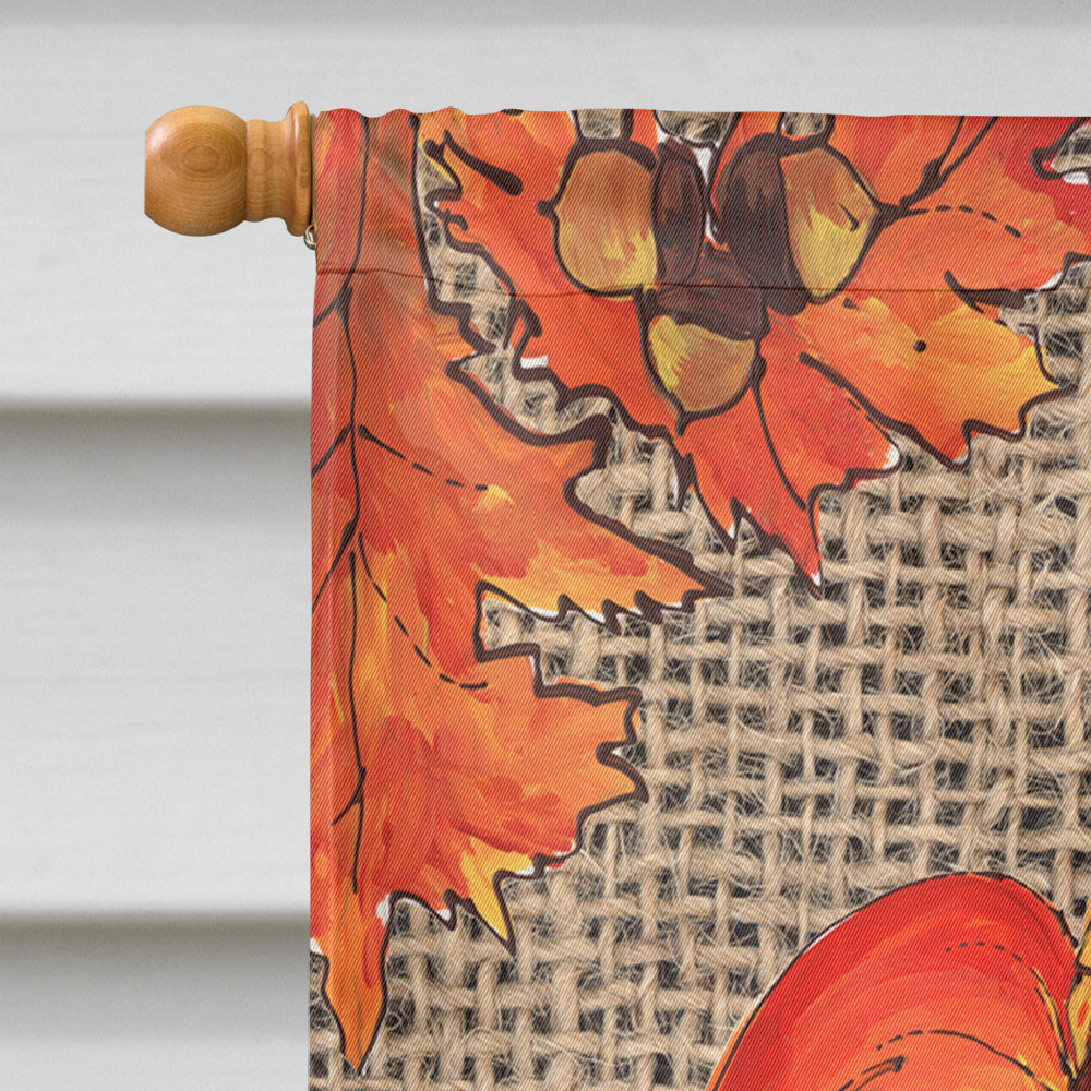 Thanksgiving Turkey Fleur de lis  on Faux Burlap House Flag 28x40 Porch Sleeve Pole Decorative Outside Yard Banner Artwork Wall Hanging, Polyester