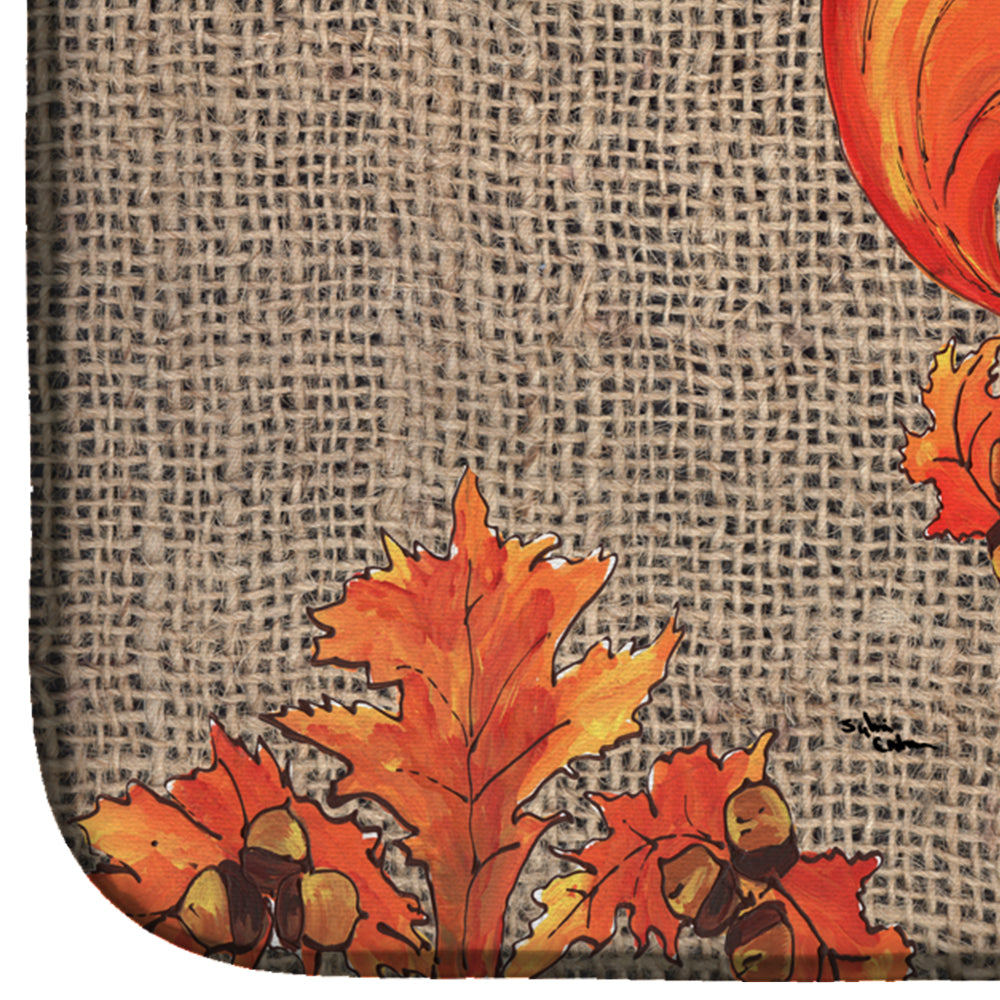 Thanksgiving Turkey Fleur de lis  on Faux Burlap Dish Drying Mat Absorbent Dish Drying Mat Pad for Kitchen Counter Dish Drainer Mat for Countertop, 14 x 21", Multicolor