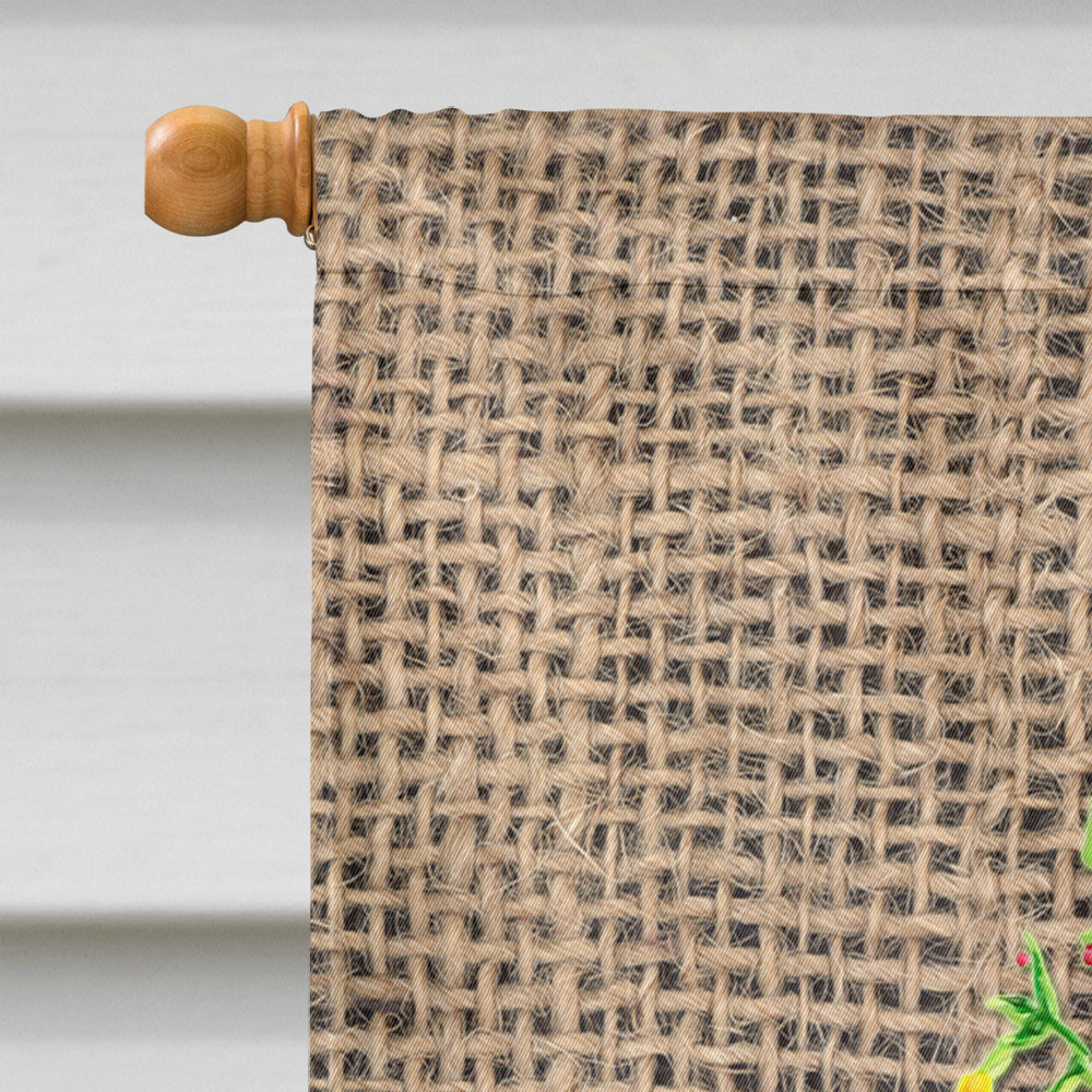 Christmas Tree Fleur de lis on Faux Burlap House Flag 28x40 Porch Sleeve Pole Decorative Outside Yard Banner Artwork Wall Hanging, Polyester
