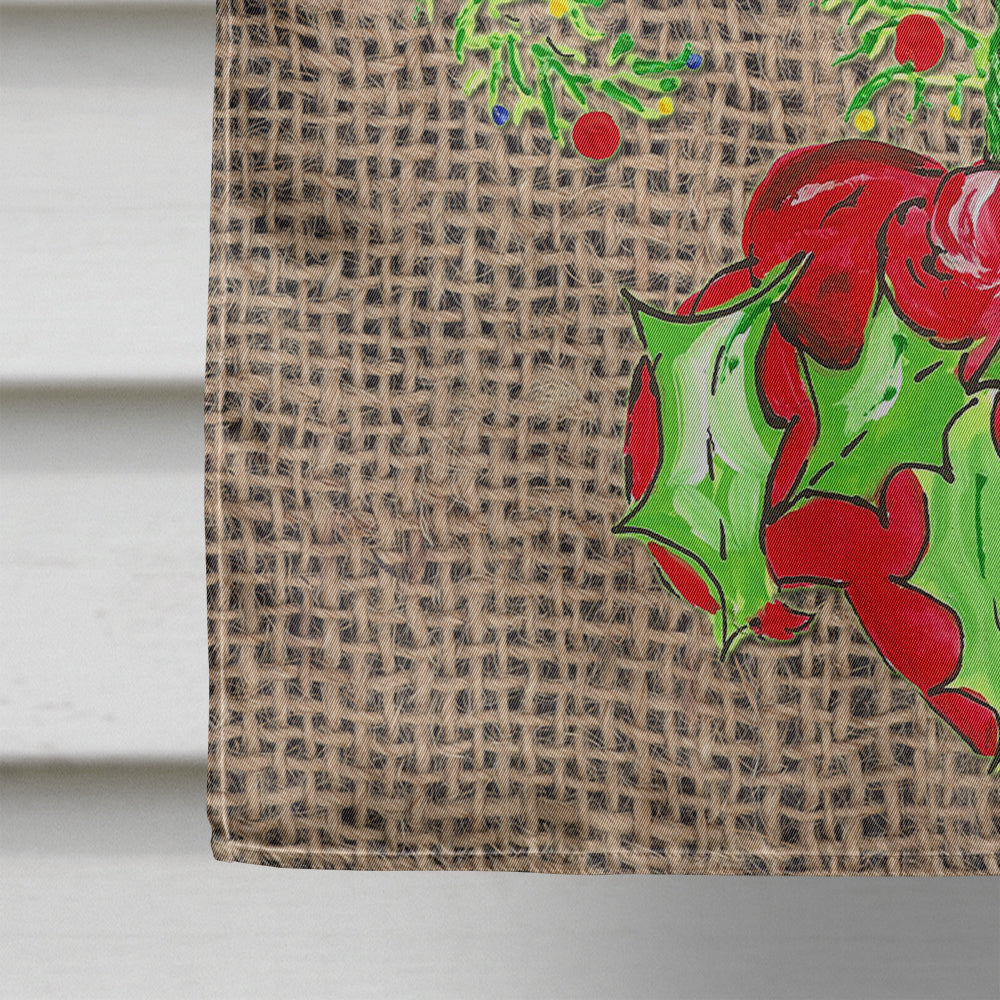 Christmas Tree Fleur de lis on Faux Burlap House Flag 28x40 Porch Sleeve Pole Decorative Outside Yard Banner Artwork Wall Hanging, Polyester