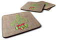 Christmas Tree Fleur de lis on Faux Burlap Foam Coasters Set of 4 Cup Coasters for Indoor Outdoor, Tabletop Protection, Anti Slip, Mouse pad Material