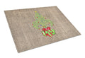 Christmas Tree Fleur de lis on Faux Burlap Cutting Board Tempered Glass Kitchen Cutting Surface, Heat Resistant Chopping, Non-Slip Feet, Food Prep & Serving