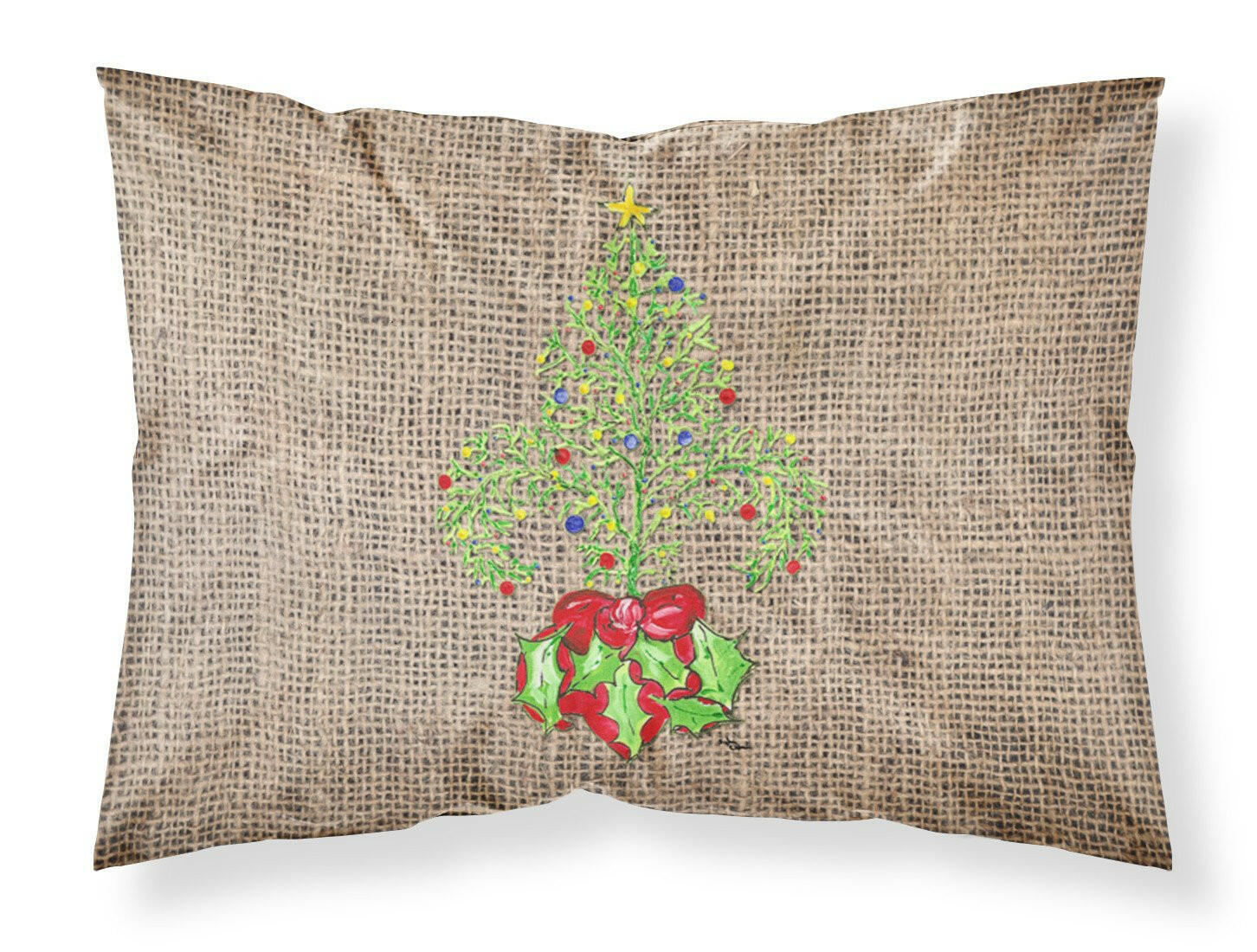 Christmas Tree Fleur de lis on Faux Burlap Standard Pillowcase Lightweight Super Soft Easy Care Decorative Artwork Pillowcase, Standard